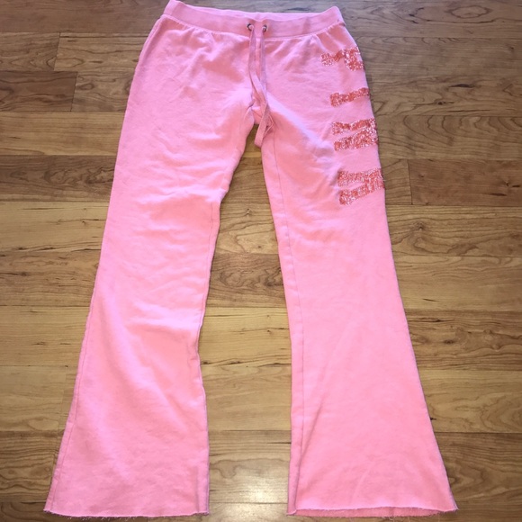 PINK Victoria's Secret Pants - Sold💝PINK VS pink Sequins wide leg sweat pants sz